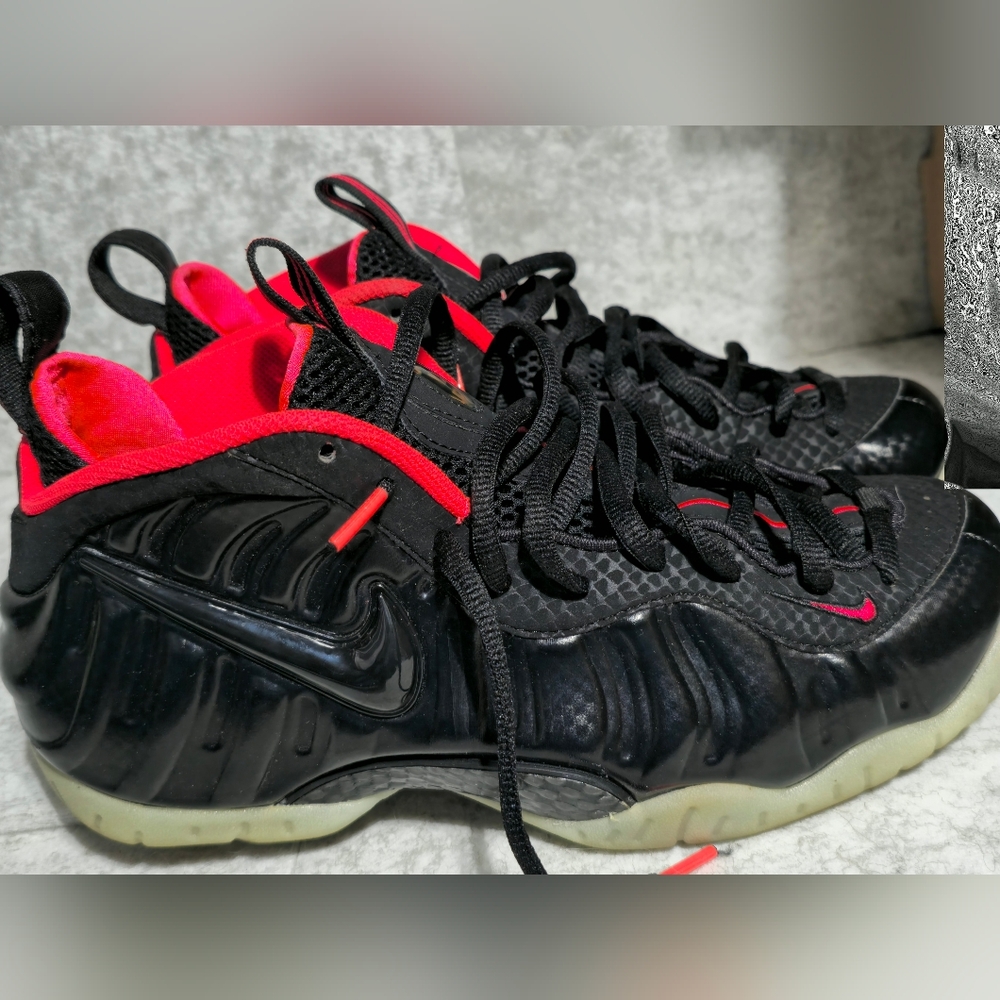 Nike Air Foamposite Pro PRM "Yeezy" sneakers in the black and laser crimson